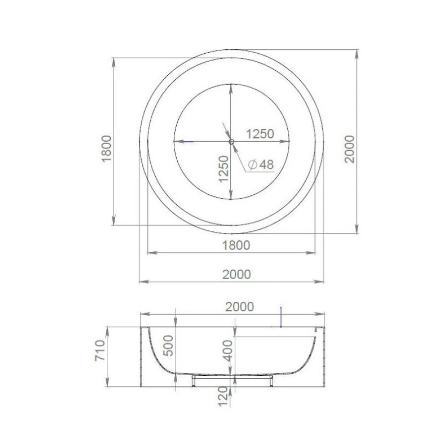 Ванна Salini Isola 200x200 101111G S-Sense