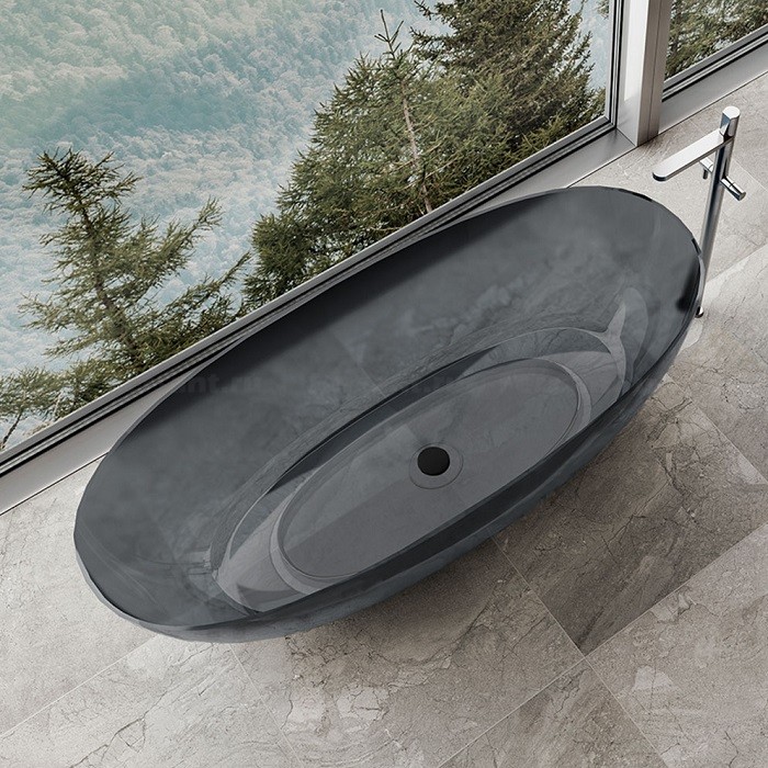 Ванна прозрачная Vincea 170x75 VBT-6T01B черная, отдельностоящая