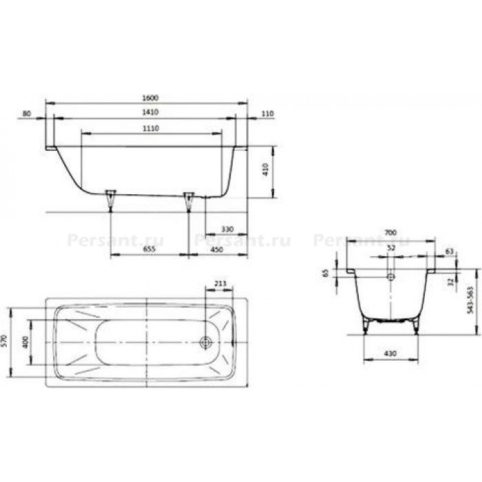 Стальная ванна Kaldewei Cayono 160x70 standard mod. 748 274800010001