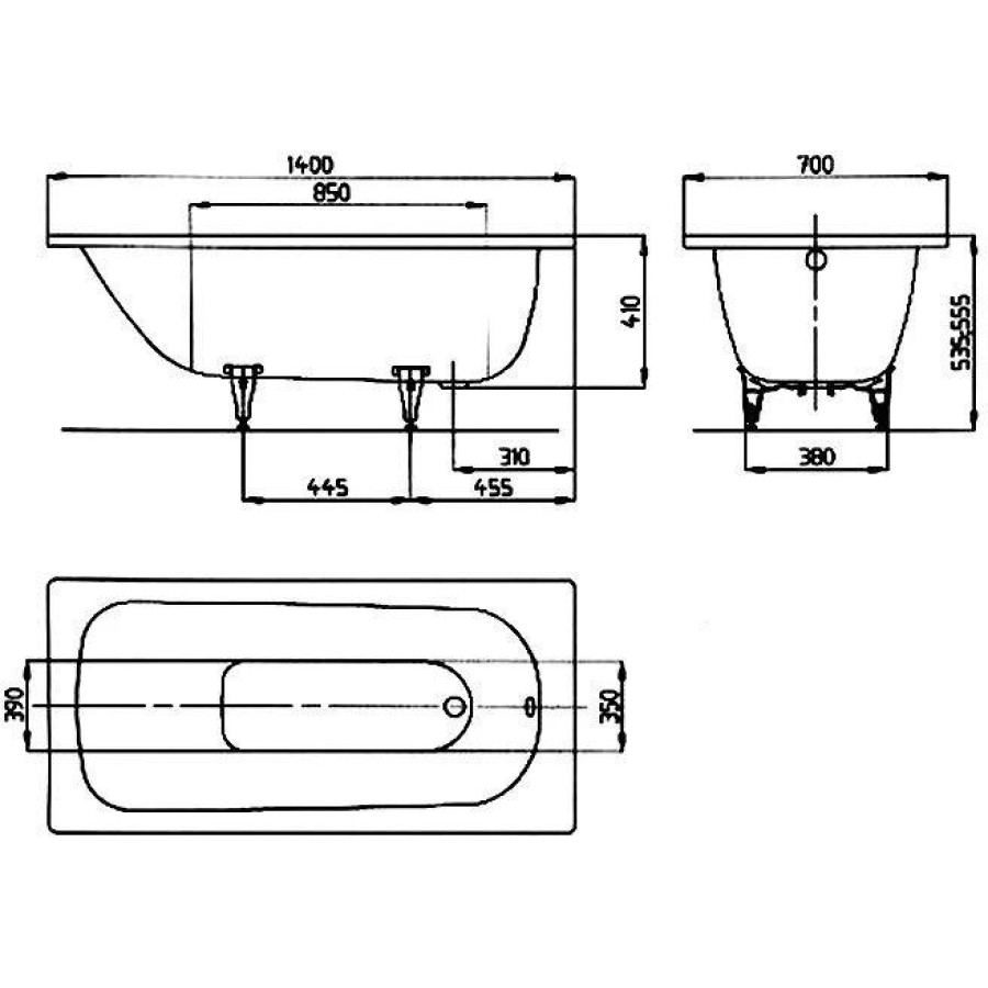 Стальная ванна Kaldewei Saniform Plus 140x70 standard mod. 360-1 111500010001