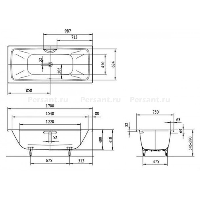 Стальная ванна Kaldewei Cayono Duo 170x75 easy-clean mod. 724 272400013001
