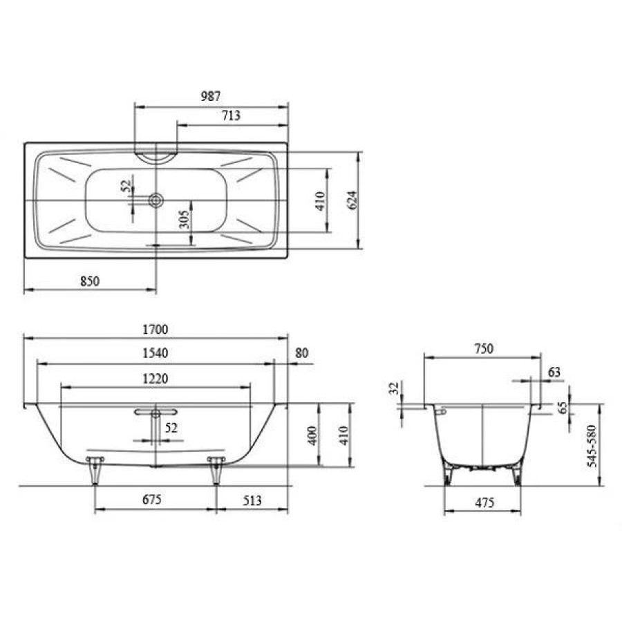 Стальная ванна Kaldewei Cayono Duo 170x75 easy-clean mod. 724 272400013001