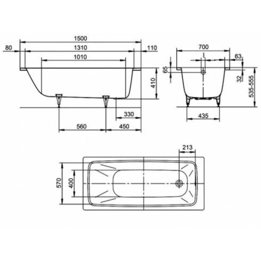 Стальная ванна Kaldewei Cayono 150x70 easy-clean mod. 747 274700013001