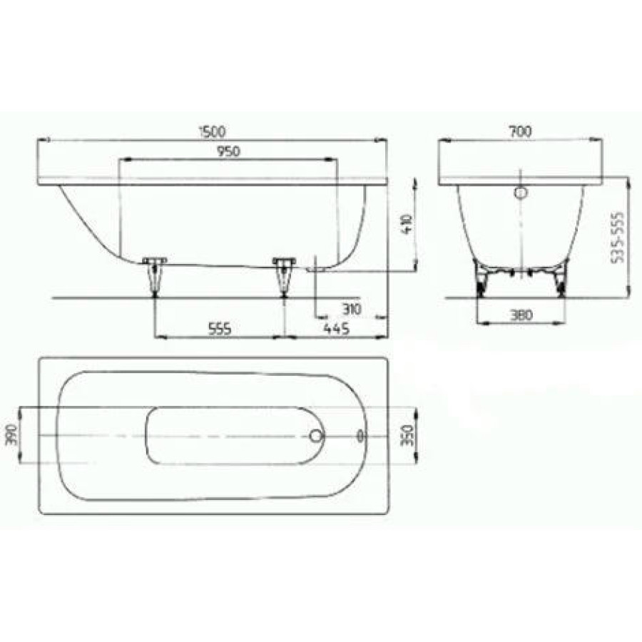 Стальная ванна Kaldewei Saniform Plus 150x70 standard mod. 361-1 111600010001