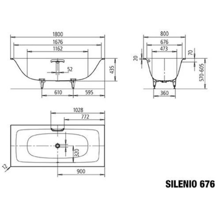 Стальная ванна Kaldewei Silenio easy-clean 180x80 mod. 676 267600013001