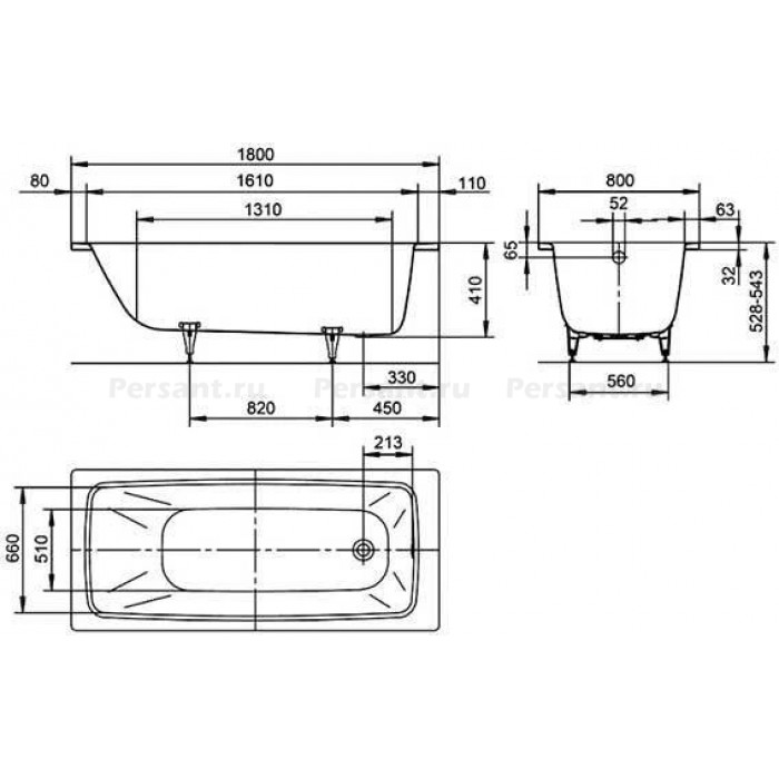 Стальная ванна Kaldewei Cayono 180x80 easy-clean mod. 751 275100013001