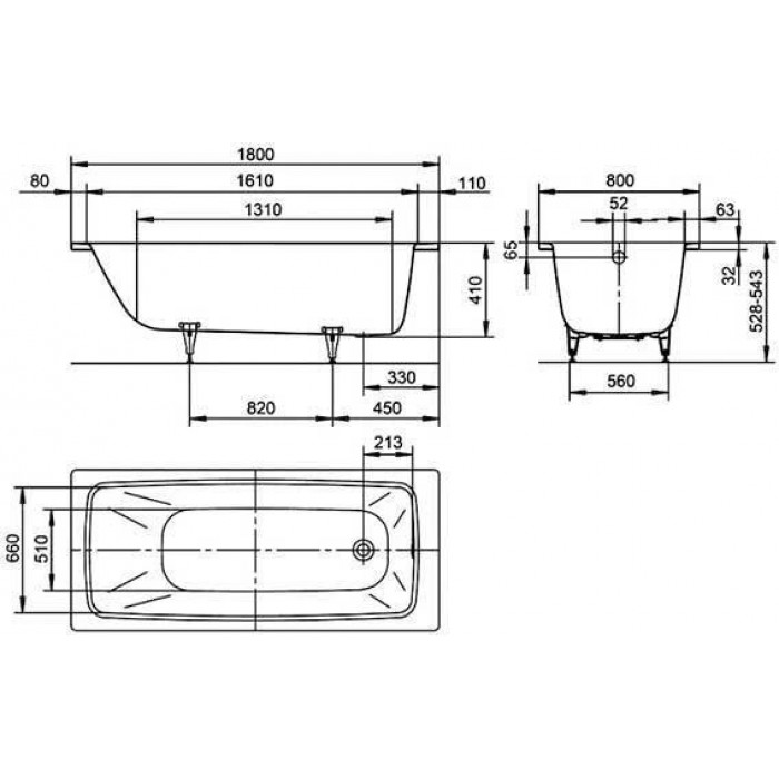 Стальная ванна Kaldewei Cayono 180x80 easy-clean mod. 751 275100013001