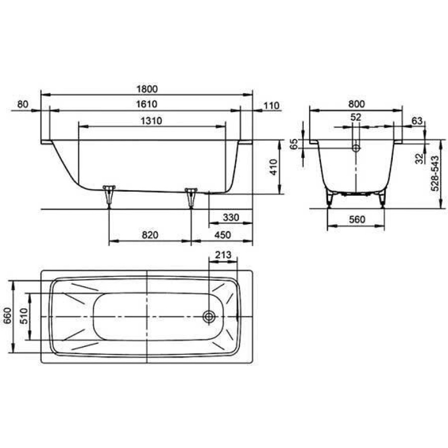 Стальная ванна Kaldewei Cayono 180x80 easy-clean mod. 751 275100013001