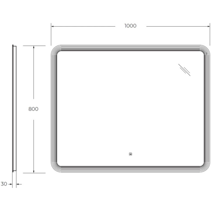 Зеркало Cezares Duet 100x80 с контурной подсветкой и гравировкой CZR-SPC-DUET-1000-800-LED-TCH
