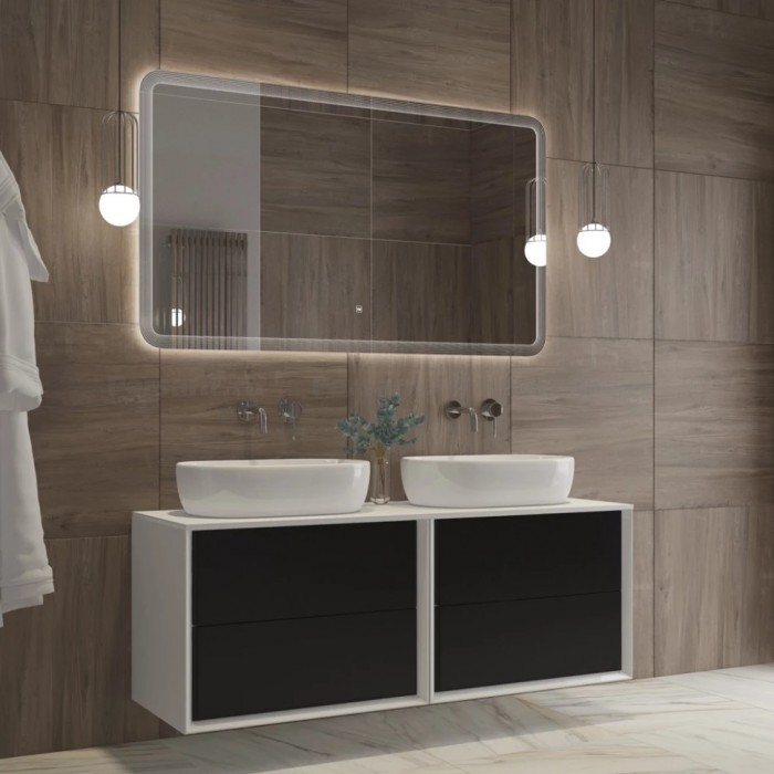 Зеркало Cezares Duet 140x80 с контурной подсветкой и гравировкой CZR-SPC-DUET-1400-800-LED-TCH