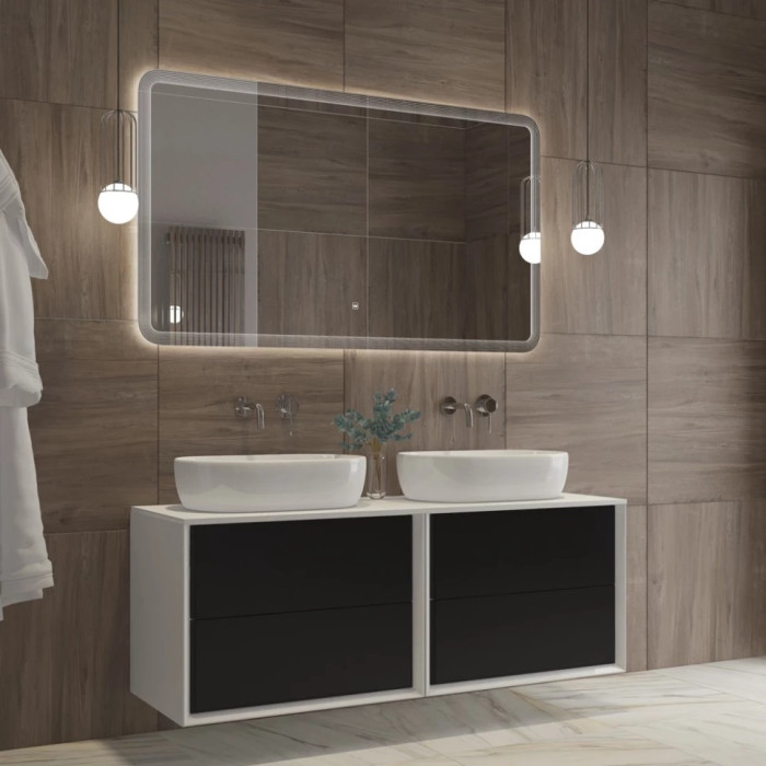 Зеркало Cezares Duet 140x80 с контурной подсветкой и гравировкой CZR-SPC-DUET-1400-800-LED-TCH