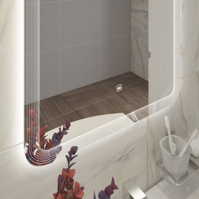 Зеркало Cezares Duet 80x80 с контурной подсветкой и гравировкой CZR-SPC-DUET-800-800-LED-TCH