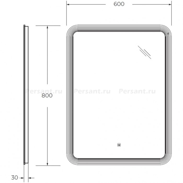 Зеркало Cezares Duet 60x80 с контурной подсветкой и гравировкой CZR-SPC-DUET-600-800-LED-TCH