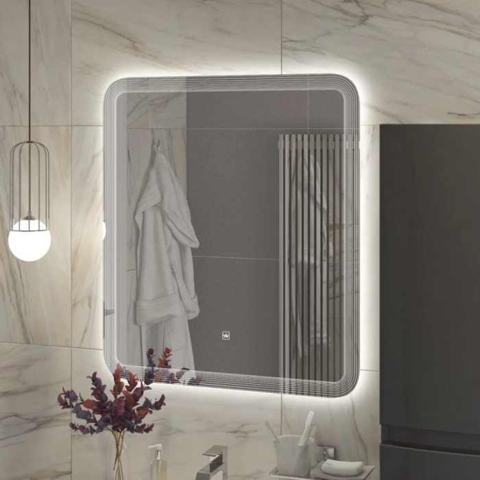 Зеркало Cezares Duet 80x80 с контурной подсветкой и гравировкой CZR-SPC-DUET-800-800-LED-TCH