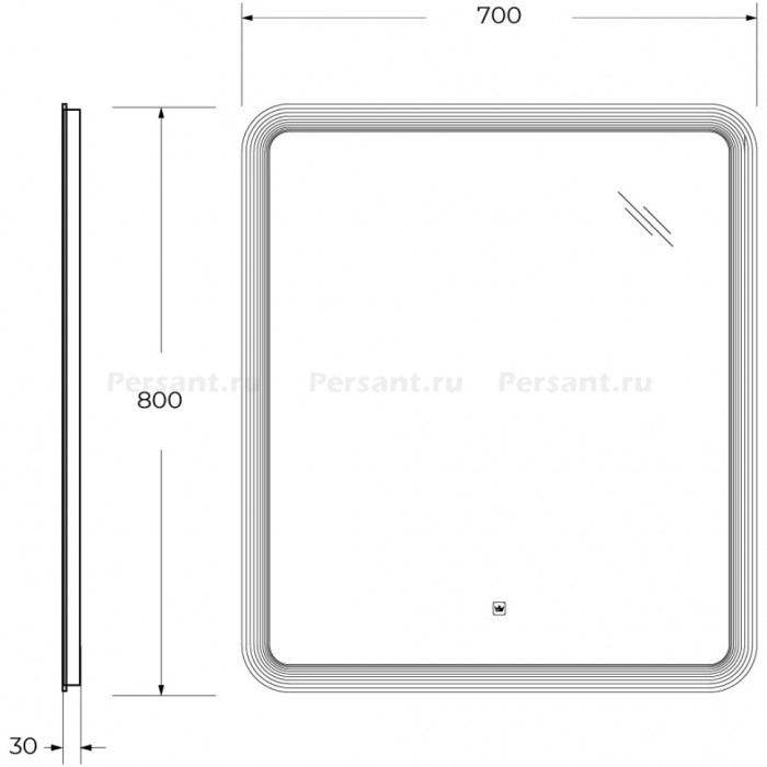 Зеркало Cezares Duet 70x80 с контурной подсветкой и гравировкой CZR-SPC-DUET-700-800-LED-TCH