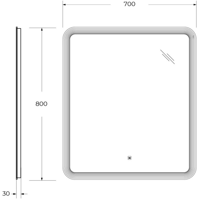 Зеркало Cezares Duet 70x80 с контурной подсветкой и гравировкой CZR-SPC-DUET-700-800-LED-TCH