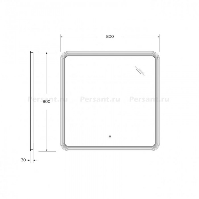 Зеркало Cezares Duet 80x80 с контурной подсветкой и гравировкой CZR-SPC-DUET-800-800-LED-TCH