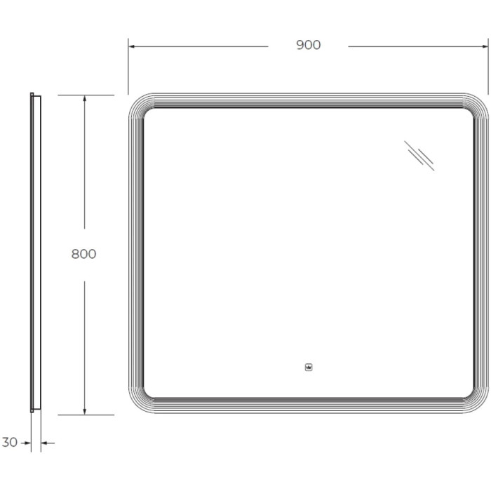 Зеркало Cezares Duet 90x80 с контурной подсветкой и гравировкой CZR-SPC-DUET-900-800-LED-TCH