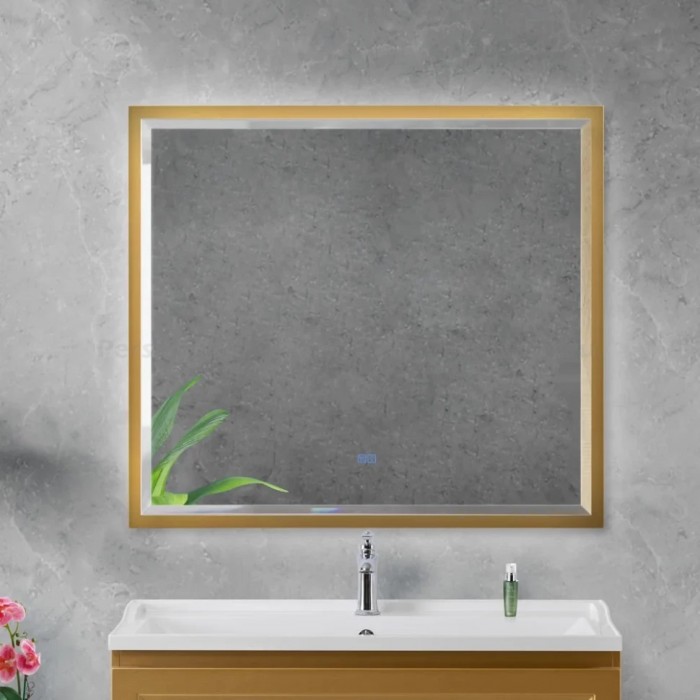 Зеркало Cezares Interni 100x90 с контурной подсветкой и подогревом, основа золото матовое CZR-SPC-INT-1000-900-LED-TCH-WARM-BORO
