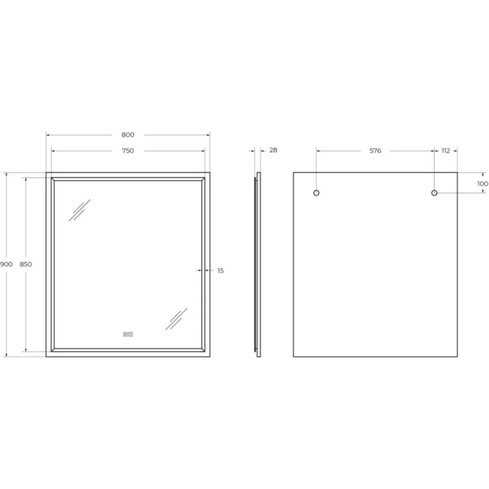 Зеркало Cezares Interni 80x90 с контурной подсветкой и подогревом, основа белый глянец CZR-SPC-INT-800-900-LED-TCH-WARM-BL