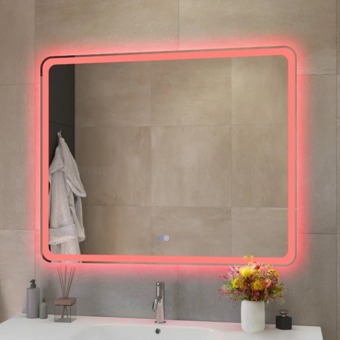Зеркало Cezares Multicolor 100x80 с разноцветной подсветкой RGB CZR-SPC-MC-1000-800-RGB-TCH