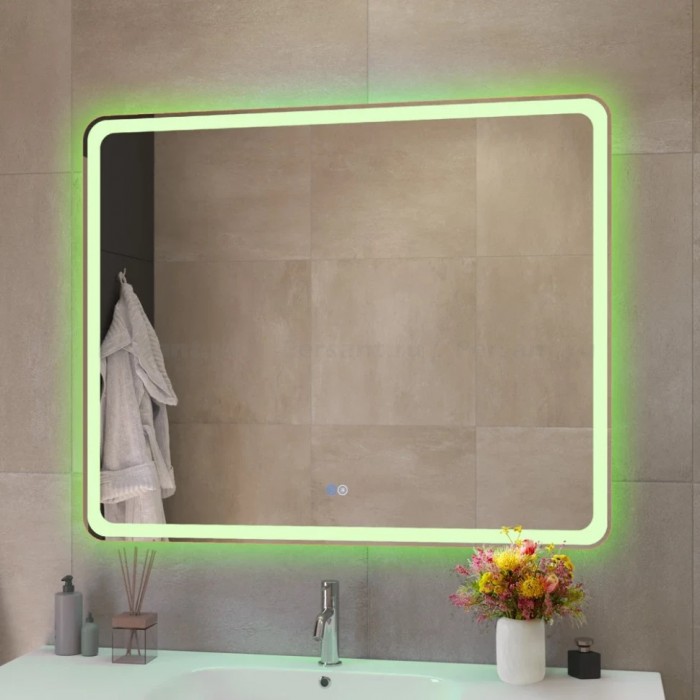 Зеркало Cezares Multicolor 100x80 с разноцветной подсветкой RGB CZR-SPC-MC-1000-800-RGB-TCH