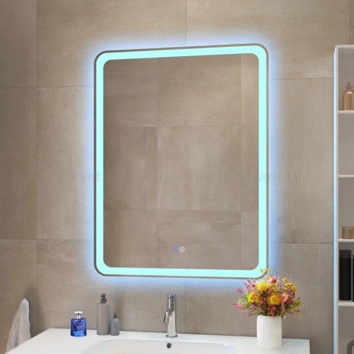 Зеркало Cezares Multicolor 70x80 с разноцветной подсветкой RGB CZR-SPC-MC-700-800-RGB-TCH