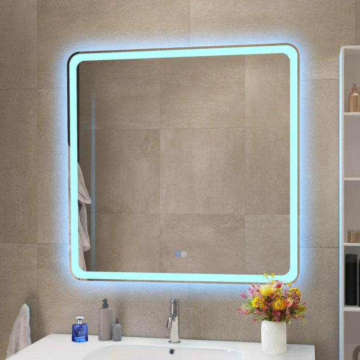 Зеркало Cezares Multicolor 80x80 с разноцветной подсветкой RGB CZR-SPC-MC-800-800-RGB-TCH
