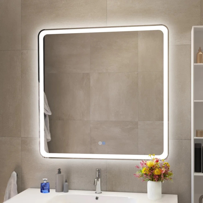 Зеркало Cezares Multicolor 80x80 с разноцветной подсветкой RGB CZR-SPC-MC-800-800-RGB-TCH