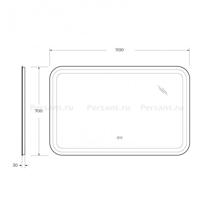 Зеркало Cezares Stylus 110x70 с подсветкой и антизапотевателем CZR-SPC-STYLUS-1100-700-TCH-WARM