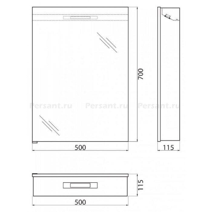 Зеркало-шкаф BelBagno 50 SPC-1A-DL-BL-500 с подсветкой и розеткой