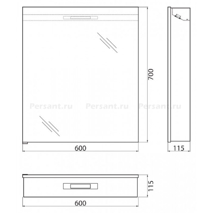 Зеркало-шкаф BelBagno 60 SPC-1A-DL-BL-600 с подсветкой и розеткой