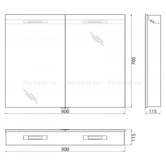 Зеркало-шкаф BelBagno 90 SPC-2A-DL-BL-900 с подсветкой и розеткой