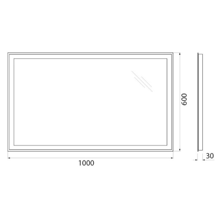 Зеркало BelBagno 100x60 SPC-GRT-1000-600-LED-BTN с подсветкой и кнопочным выключателем