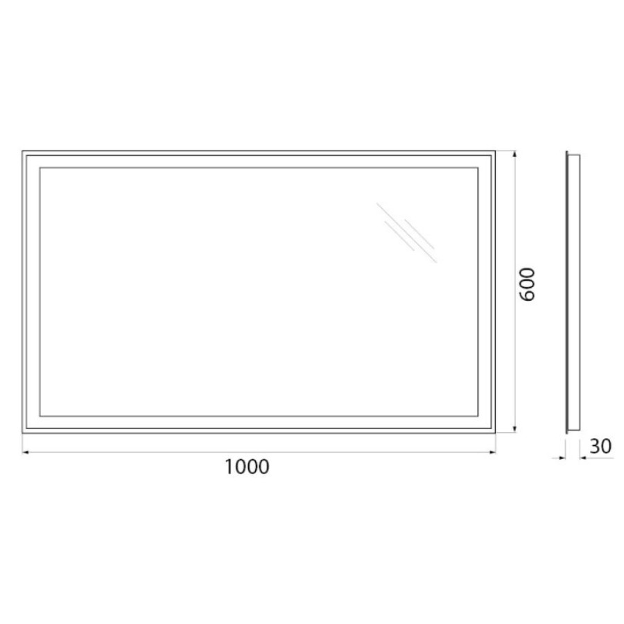 Зеркало BelBagno 100x60 SPC-GRT-1000-600-LED-BTN с подсветкой и кнопочным выключателем