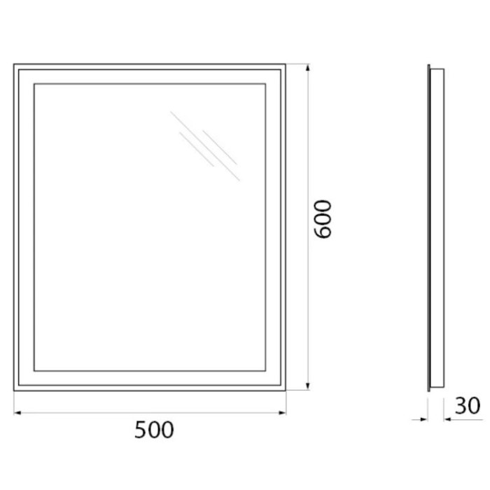 Зеркало BelBagno 50x60 SPC-GRT-500-600-LED-BTN с подсветкой и кнопочным выключателем
