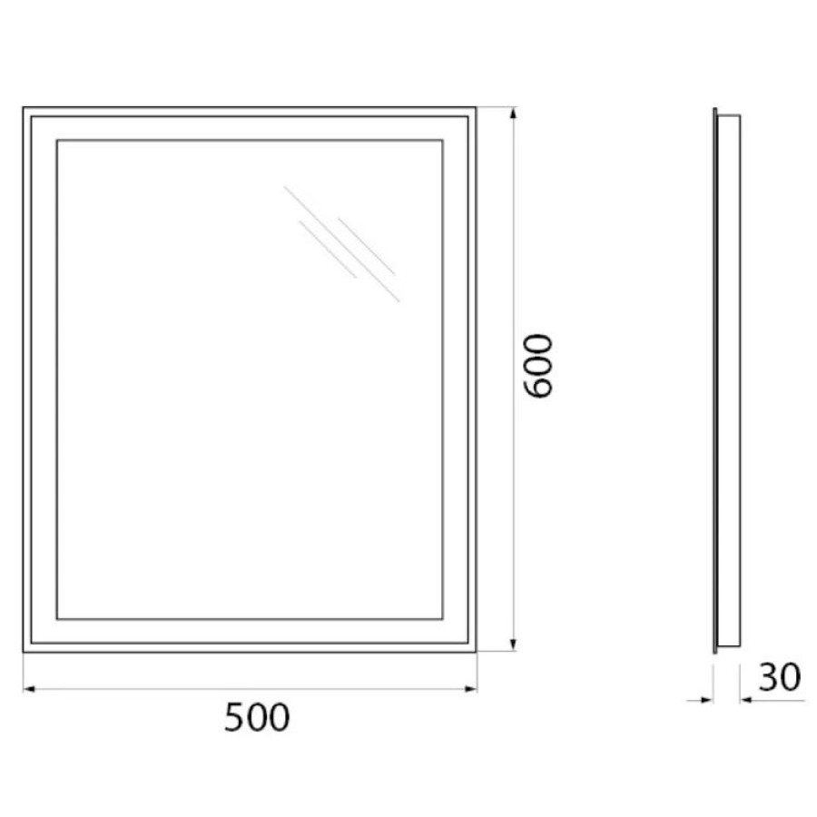 Зеркало BelBagno 50x60 SPC-GRT-500-600-LED-BTN с подсветкой и кнопочным выключателем