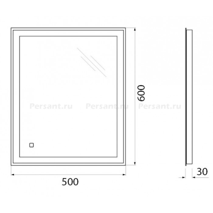 Зеркало BelBagno 50x60 SPC-GRT-500-600-LED-TCH с подсветкой и сенсорным выключателем