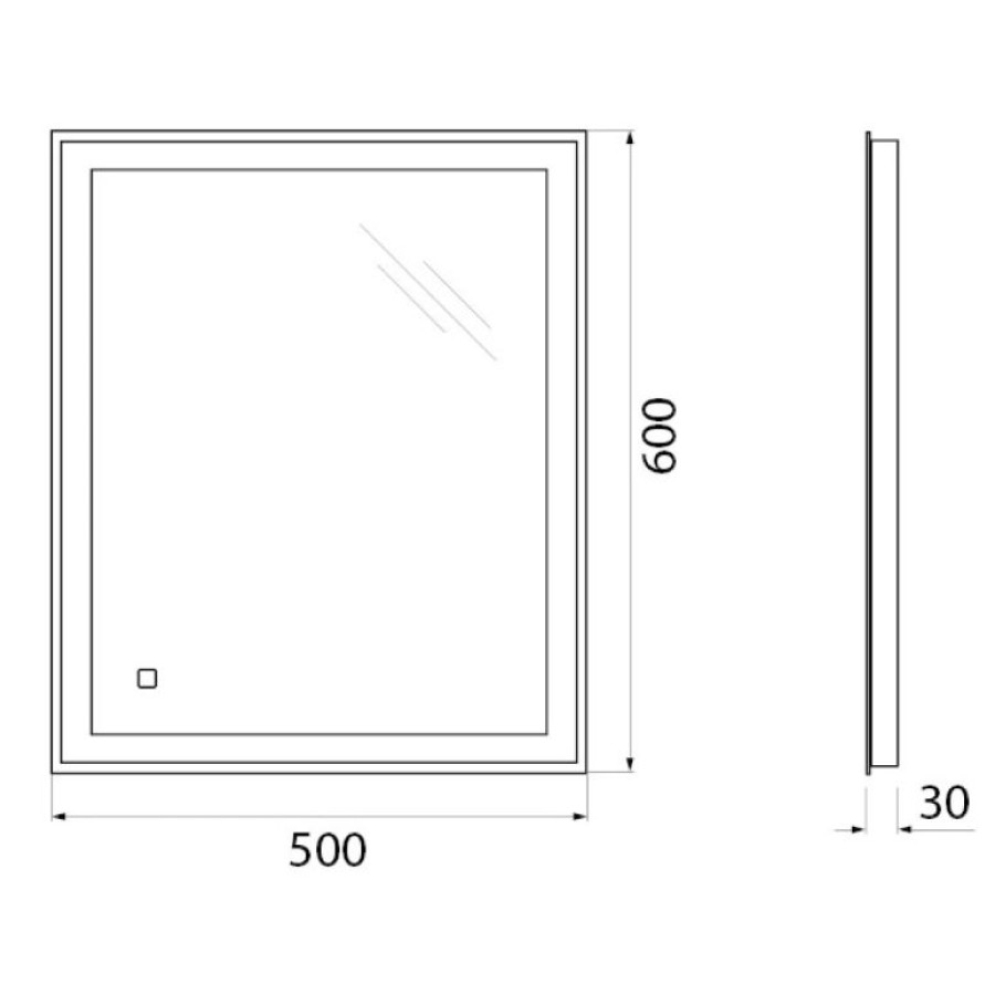 Зеркало BelBagno 50x60 SPC-GRT-500-600-LED-TCH с подсветкой и сенсорным выключателем