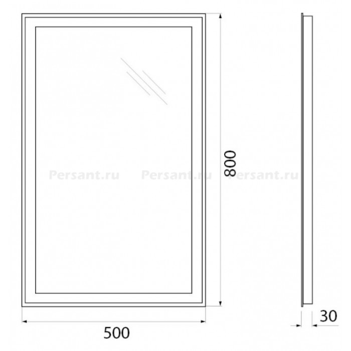 Зеркало BelBagno 50x80 SPC-GRT-500-800-LED-BTN с подсветкой и кнопочным выключателем