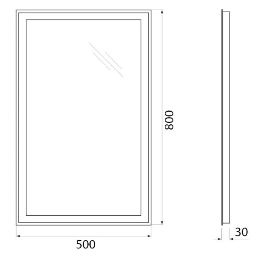 Зеркало BelBagno 50x80 SPC-GRT-500-800-LED-BTN с подсветкой и кнопочным выключателем