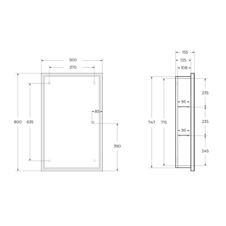 Зеркало-шкаф BelBagno 50x80 SPC-GRT-500/800-1A-LED-TCH с подсветкой