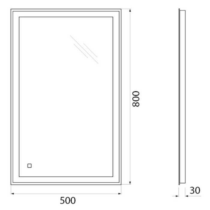 Зеркало BelBagno 50x80 SPC-GRT-500-800-LED-TCH с подсветкой и сенсорным выключателем