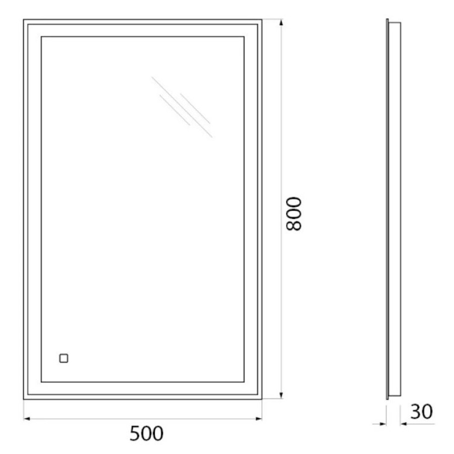 Зеркало BelBagno 50x80 SPC-GRT-500-800-LED-TCH с подсветкой и сенсорным выключателем