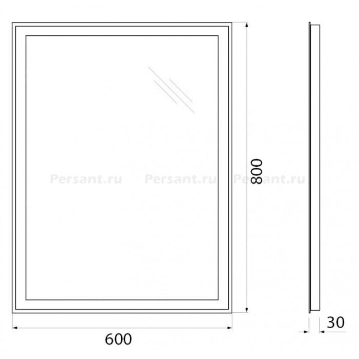 Зеркало BelBagno 60x80 SPC-GRT-600-800-LED-BTN с подсветкой и кнопочным выключателем