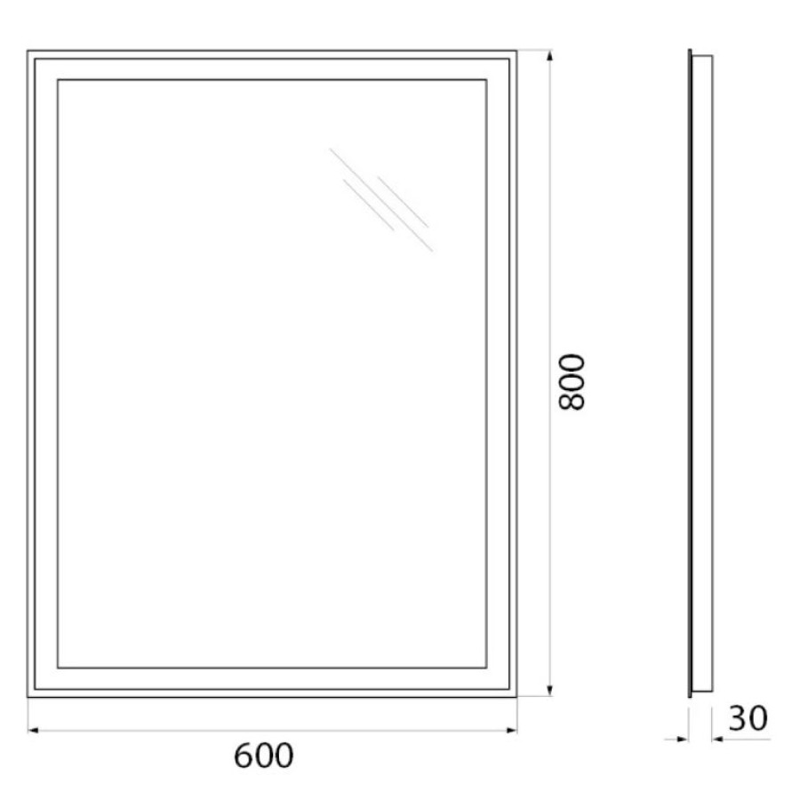 Зеркало BelBagno 60x80 SPC-GRT-600-800-LED-BTN с подсветкой и кнопочным выключателем