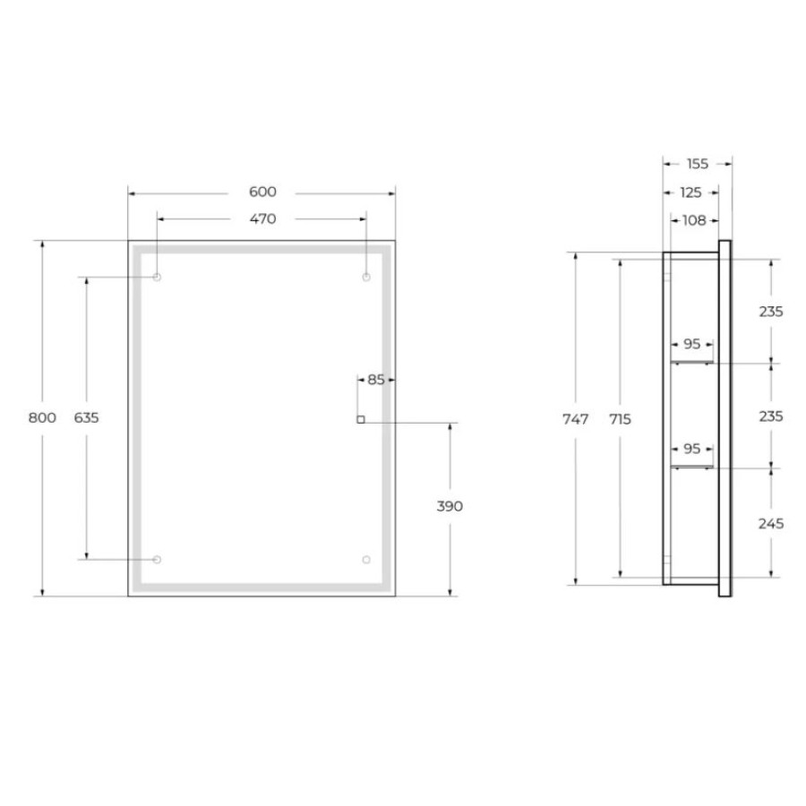 Зеркало-шкаф BelBagno 60x80 SPC-GRT-600/800-1A-LED-TCH с подсветкой