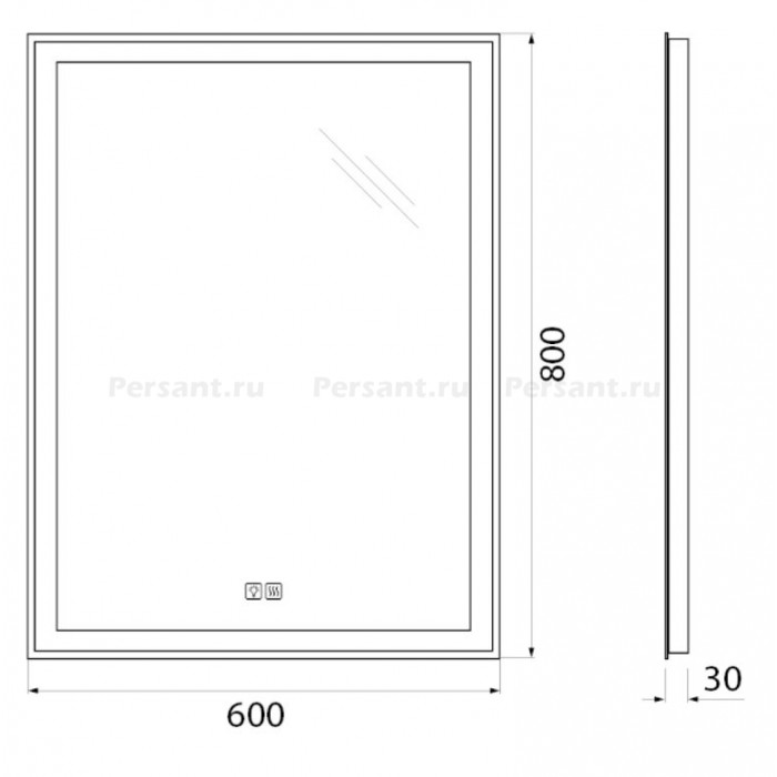Зеркало BelBagno 60x80 SPC-GRT-600-800-LED-TCH-WARM с подсветкой и антизапотевателем