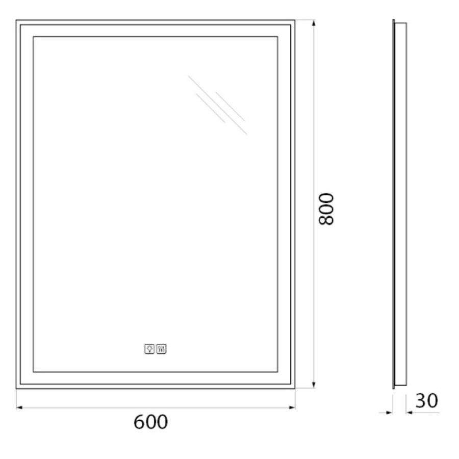 Зеркало BelBagno 60x80 SPC-GRT-600-800-LED-TCH-WARM с подсветкой и антизапотевателем