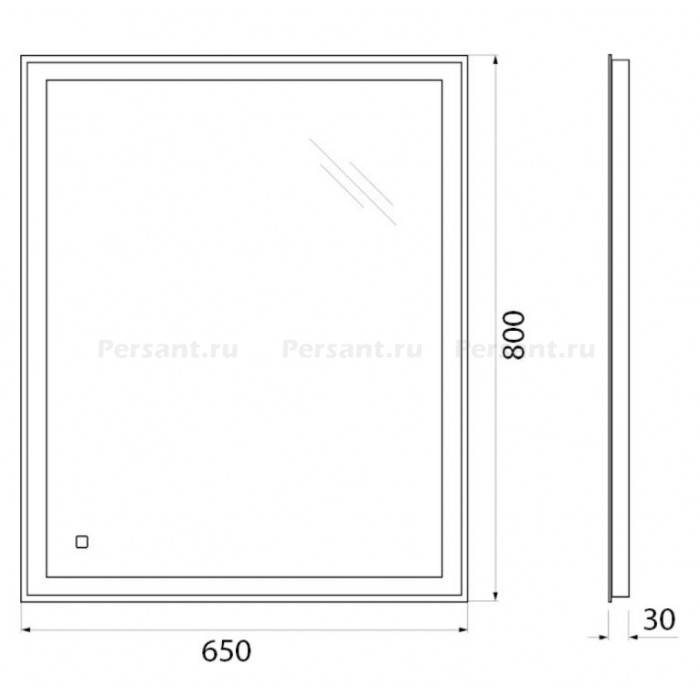 Зеркало BelBagno 65x80 SPC-GRT-650-800-LED-TCH с подсветкой и сенсорным выключателем